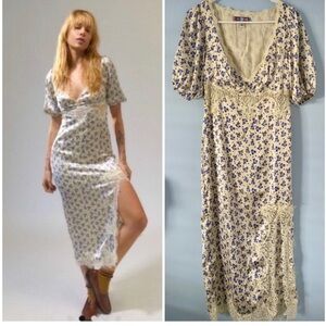 urban outfitters floral slit midi dress